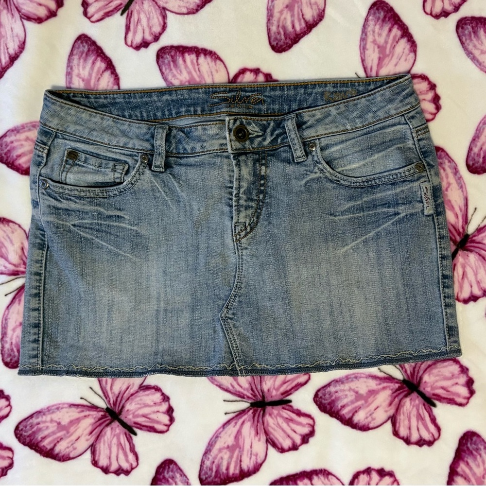 Vintage Silver Jeans Low Rise Denim Skirt